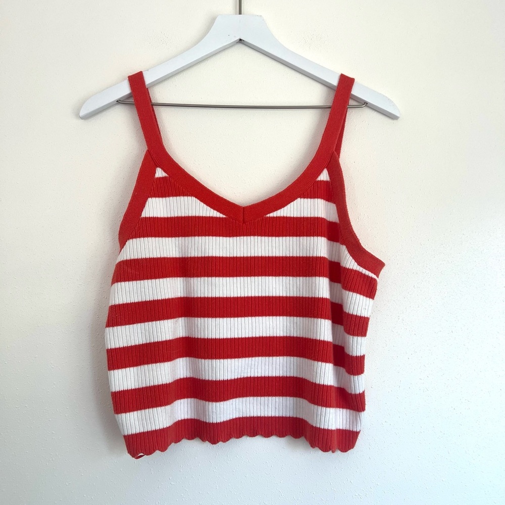 Universal Thread Red and White Striped Tank Top